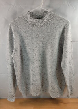 Alfred Dunner PL Sweater Grey Sparkle Speckled Lightweight Knit Mock Neck